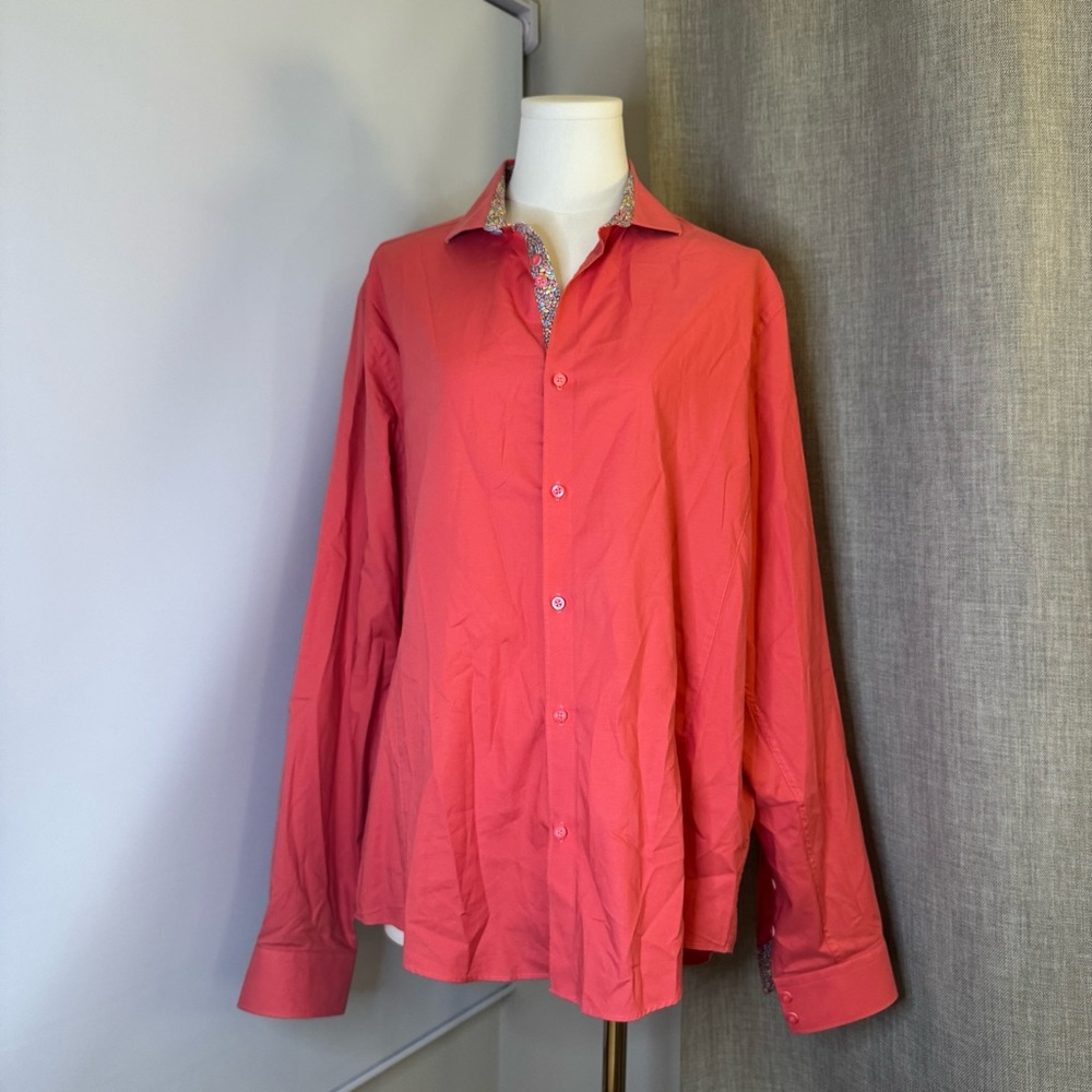 Stone Rose Shirt Cotton Pink Long Sleeve Button Down Classic Fit Size 4